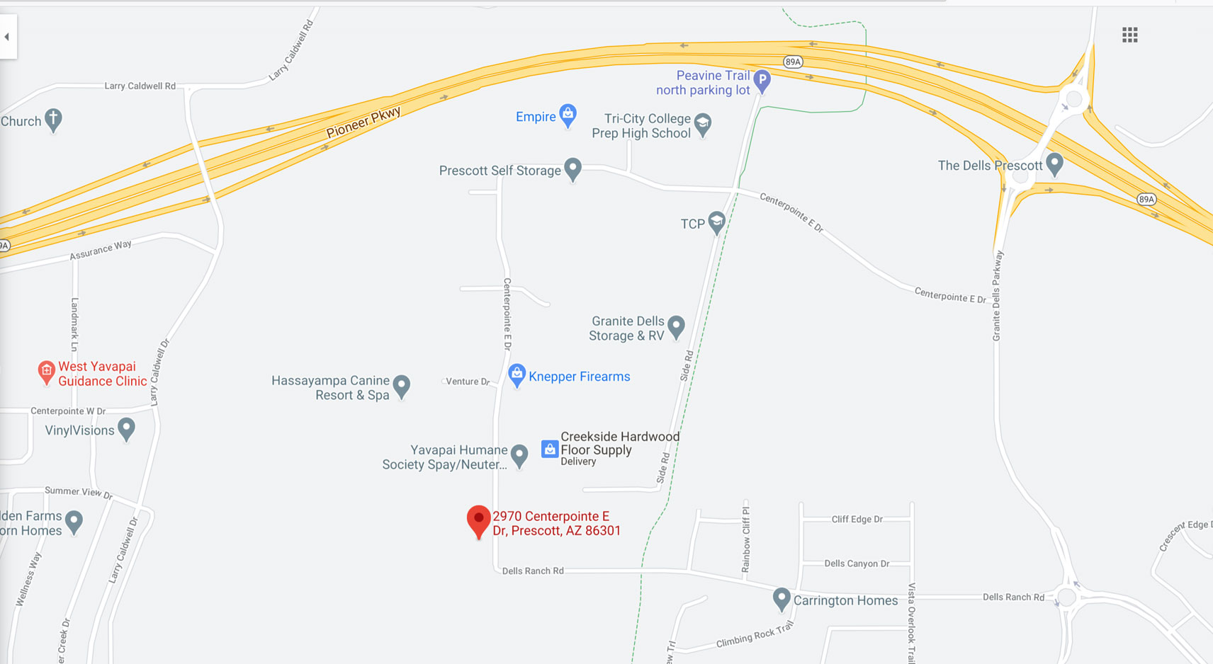 Google Map Prescott Location 1